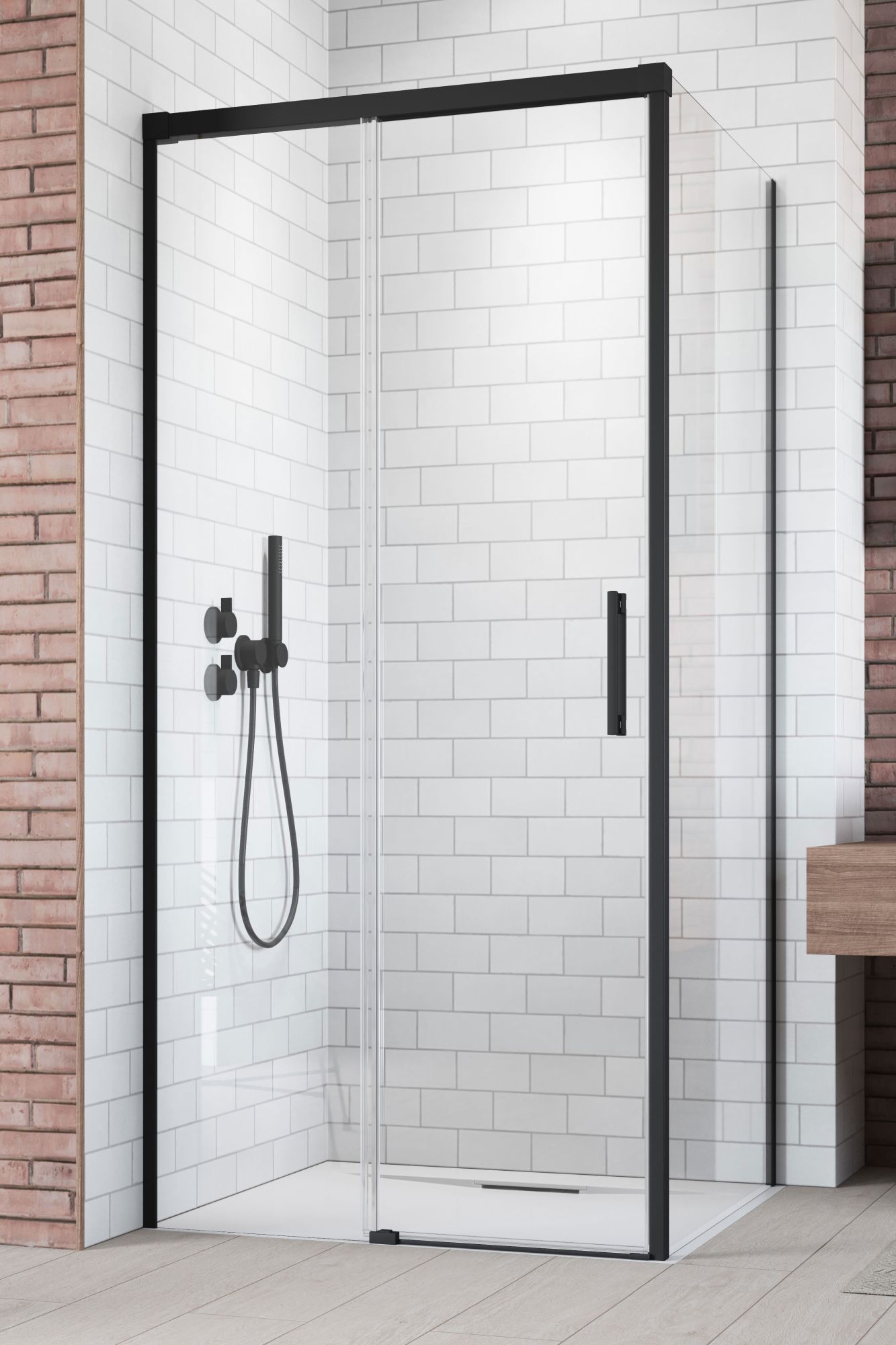 Radaway Idea Black KDJ ścianka prysznicowa 80 cm boczna prawa czarny mat/szkło przezroczyste 387051-54-01R