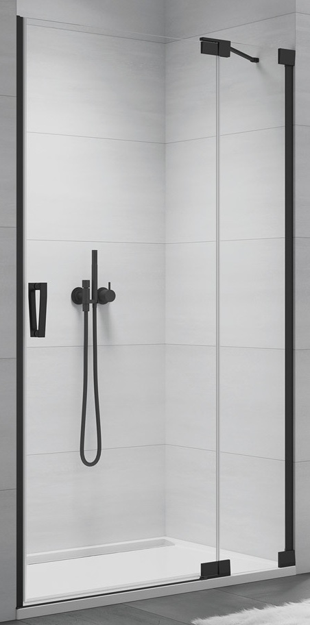 Ronal Cadura drzwi prysznicowe 90 cm uchylne czarny mat/szkło przezroczyste CA13D0900607