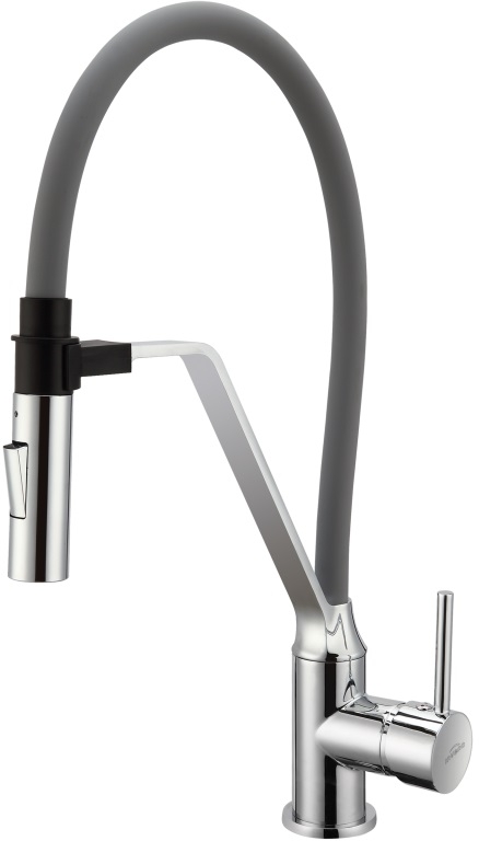 Invena Terra bateria kuchenna stojąca chrom/szary BZ-54-L05