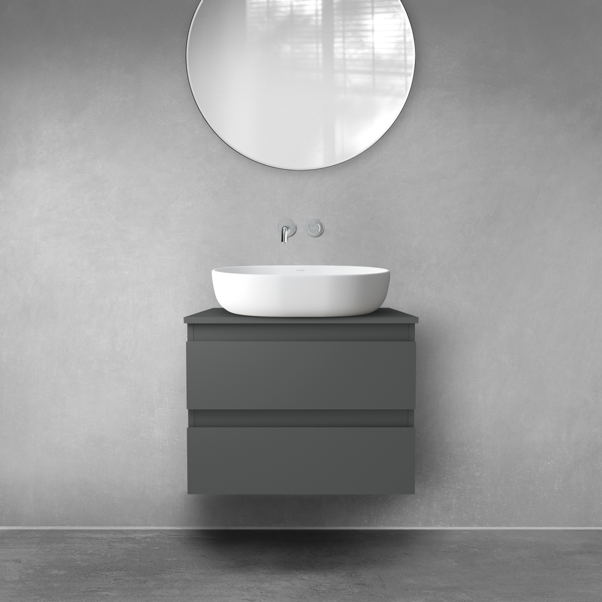 Oltens Vernal szafka 60 cm podumywalkowa wisząca z blatem grafit mat 68115400 - Wysyłka w 24h