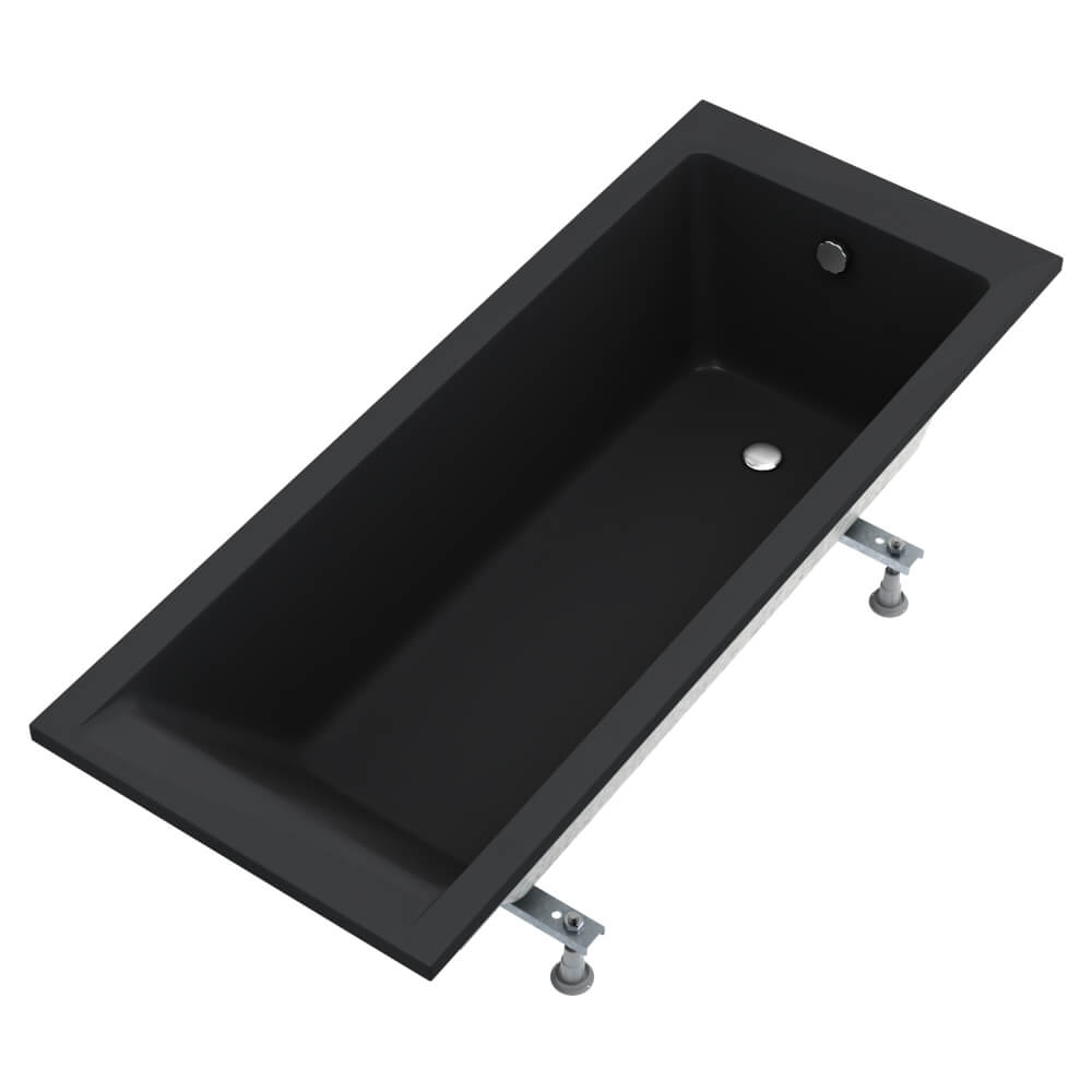 Schedline Milos Black Mat wanna prostokątna 160x75 cm czarna 3WSP.M1P-16075/C/MG