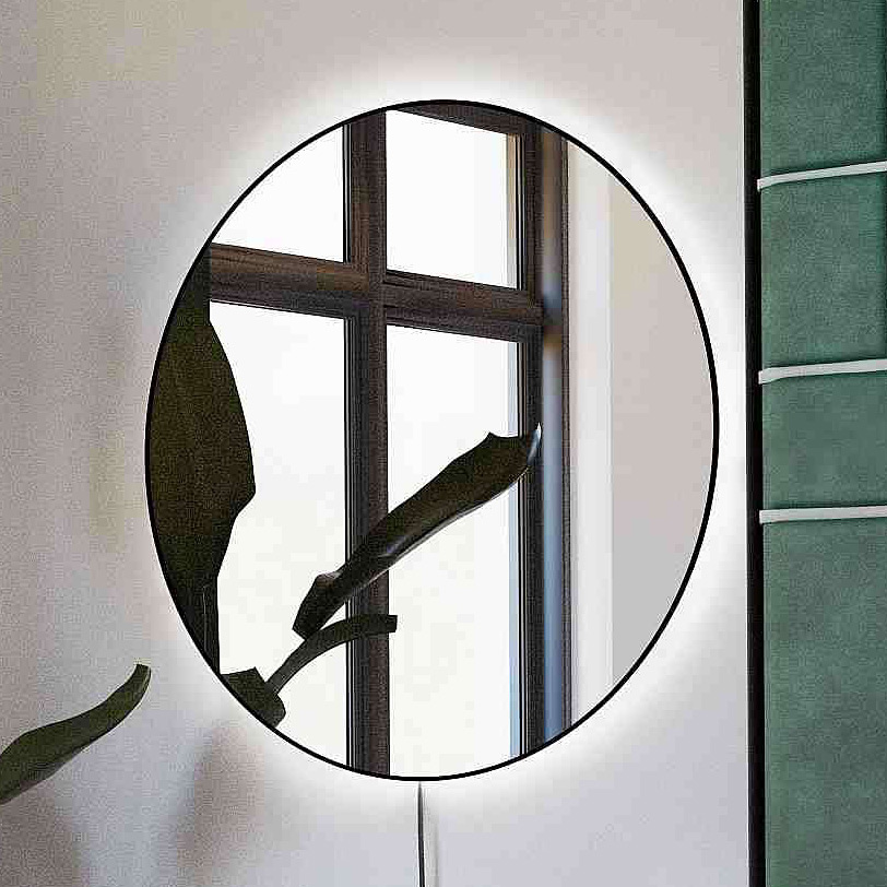 Baltica Design Electra lustro 60 cm okrągłe z oświetleniem LED czarne barwa neutralna