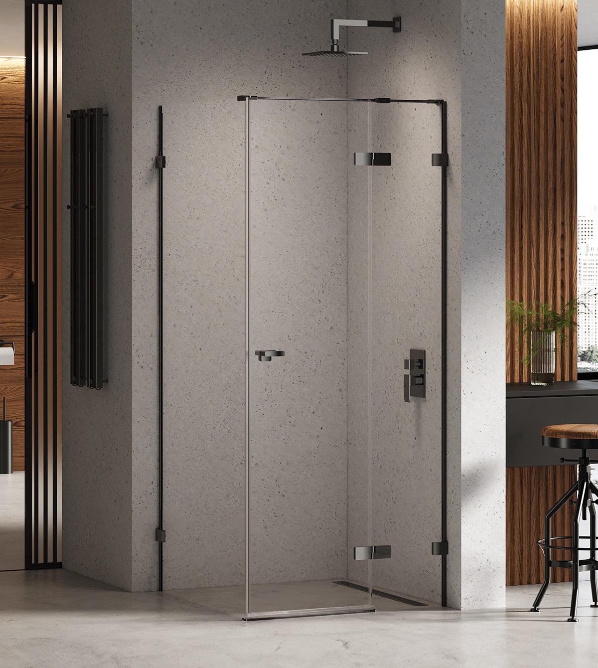 New Trendy Eventa Black Chrome kabina prysznicowa 110x120 cm prostokątna prawa czarny chrom połysk/szkło przezroczyste EXK-6198