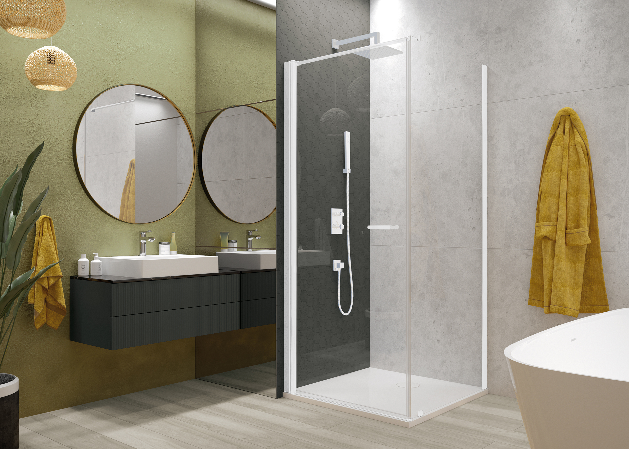 Sanplast Exa Line drzwi prysznicowe z profilem 70 cm uchylne biały mat/szkło przezroczyste 600-540-0710-24-401