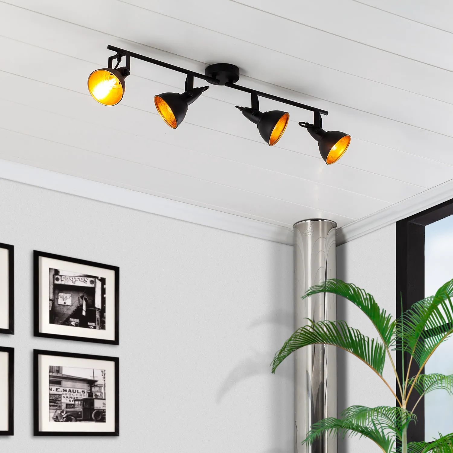 Abruzzo Retro lampa podsufitowa 4x20 W czarna ABR-RRO-C-4XE14