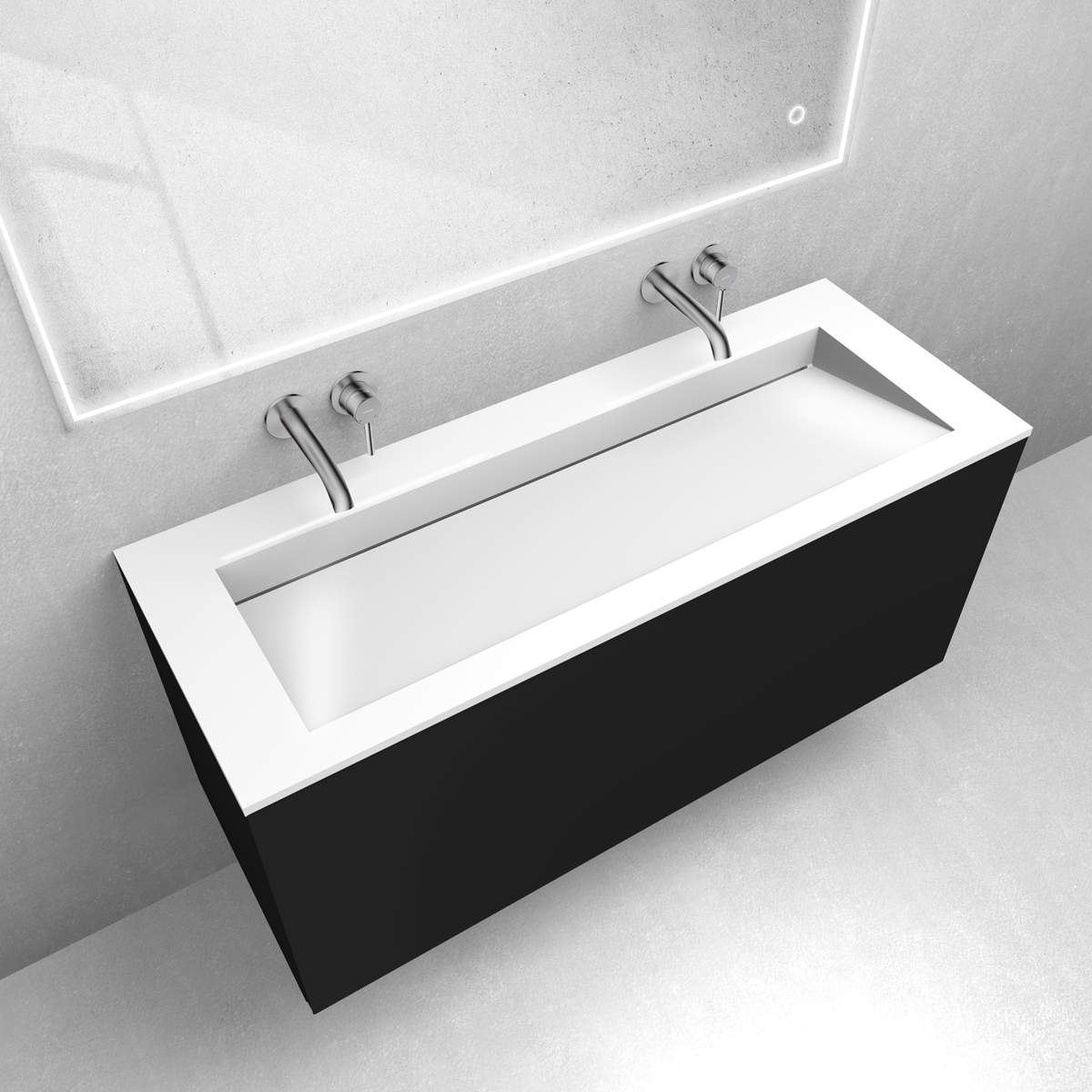 Zestaw Oltens Lun szafka podumywalkowa 120 cm z umywalką Stila LavaForm czarny mat/biały połysk 68764300 - Wysyłka w 24h