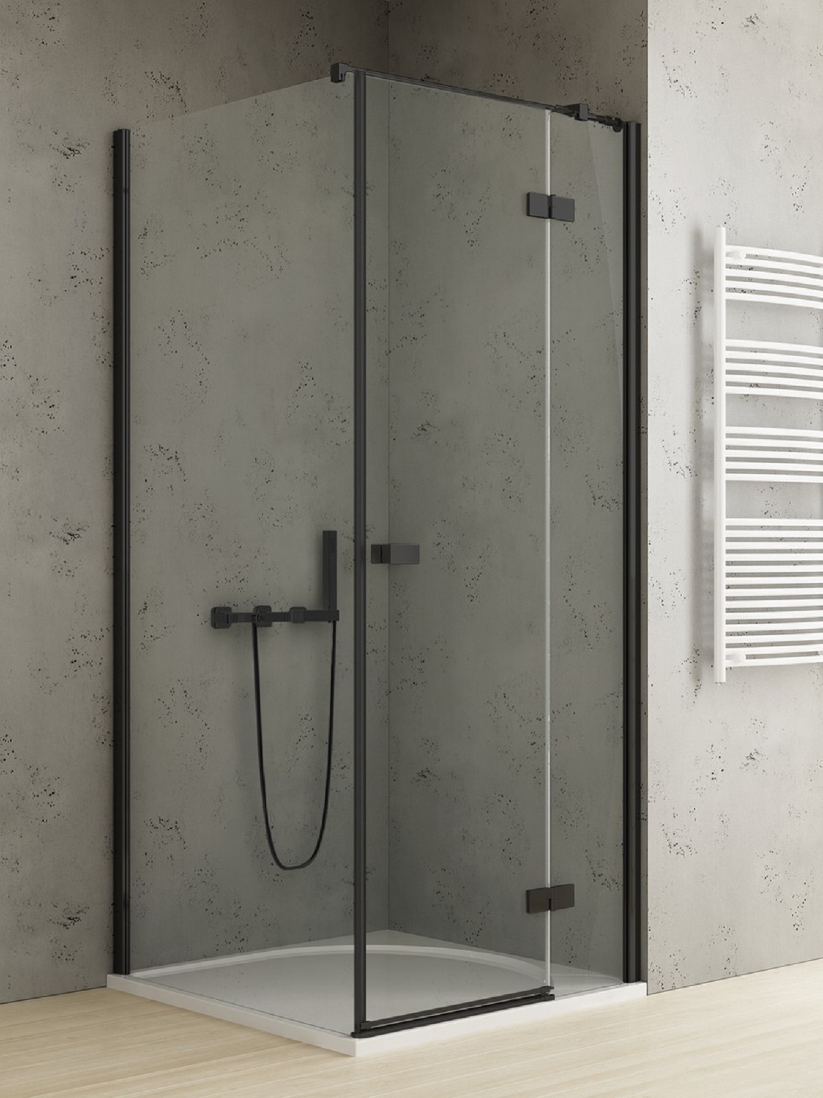 New Trendy Reflexa Black kabina prysznicowa 110x110 cm prawa czarny mat/szkło przezroczyste EXK-4957