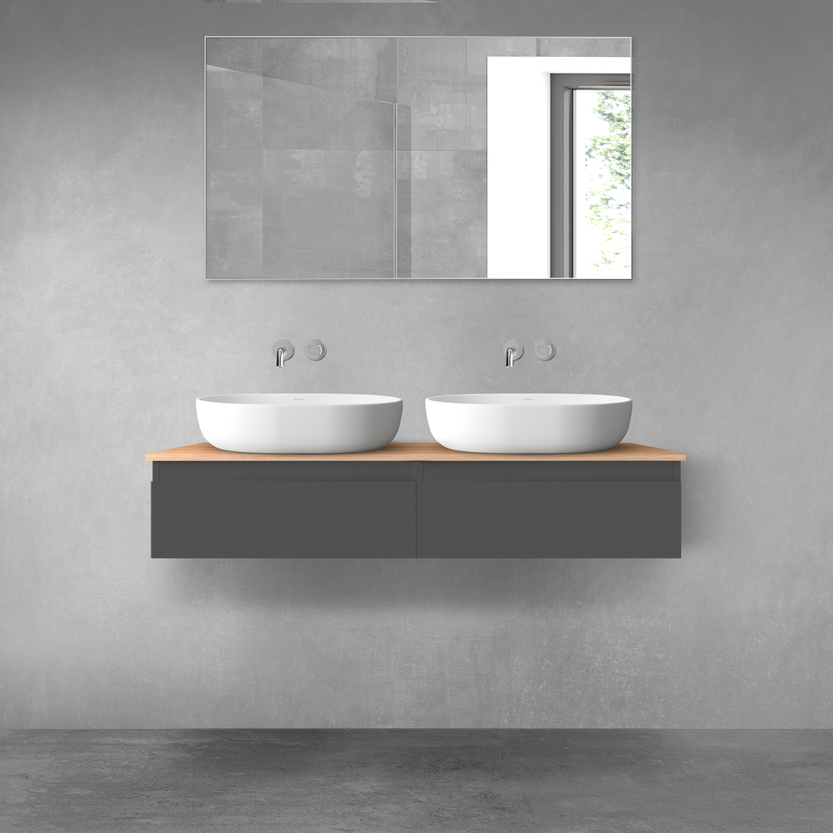 Oltens Vernal zestaw mebli łazienkowych 120 cm z blatem grafit mat/dąb 68239400 - Wysyłka w 24h