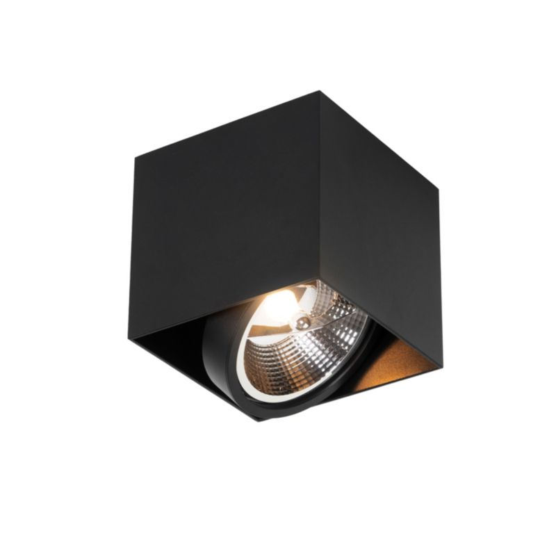 Regulowany reflektor sufitowy 1punktowy Qazqa Box 13 czarny GU10 max 50W kompatybilny z żarówką LED kwadratowy IP20 1 szt.