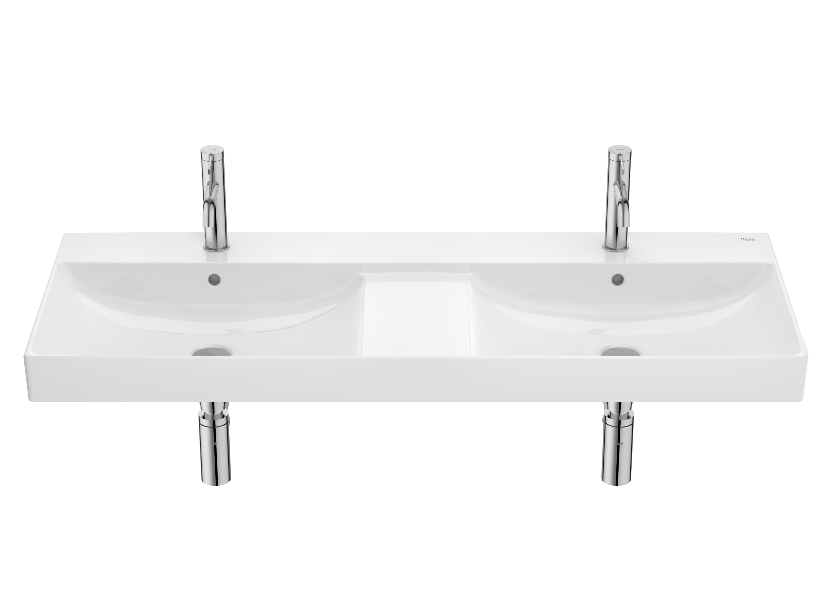 Roca Ona umywalka 120x46 cm prostokątna ścienna-podwójna biała A32768BS00