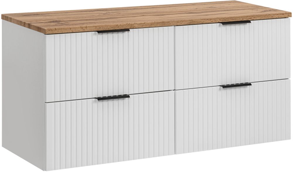 Zestaw Comad Adel White szafka 120 cm podumywalkowa wisząca z blatem biały/dąb SET -ADW B 120 CM - Wysyłka w 24h