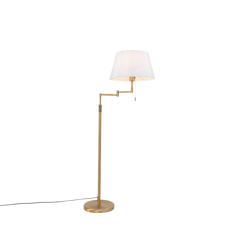 Nowoczesny lampa podłogowa z kloszem Qazqa Ladas 150 brąz okrągły max 40W kompatybilny z żarówką LED E27 IP20 1 szt.