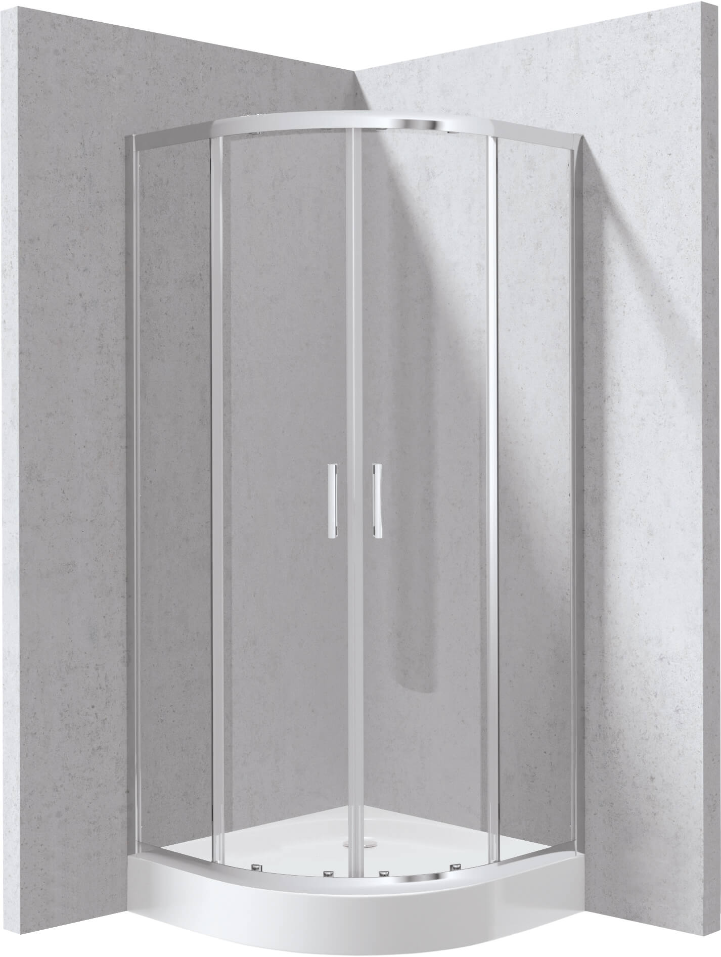 Deante Funkia Evo kabina z brodzikiem 80x80 cm półokrągła chrom połysk/szkło przezroczyste KYPZ0088P