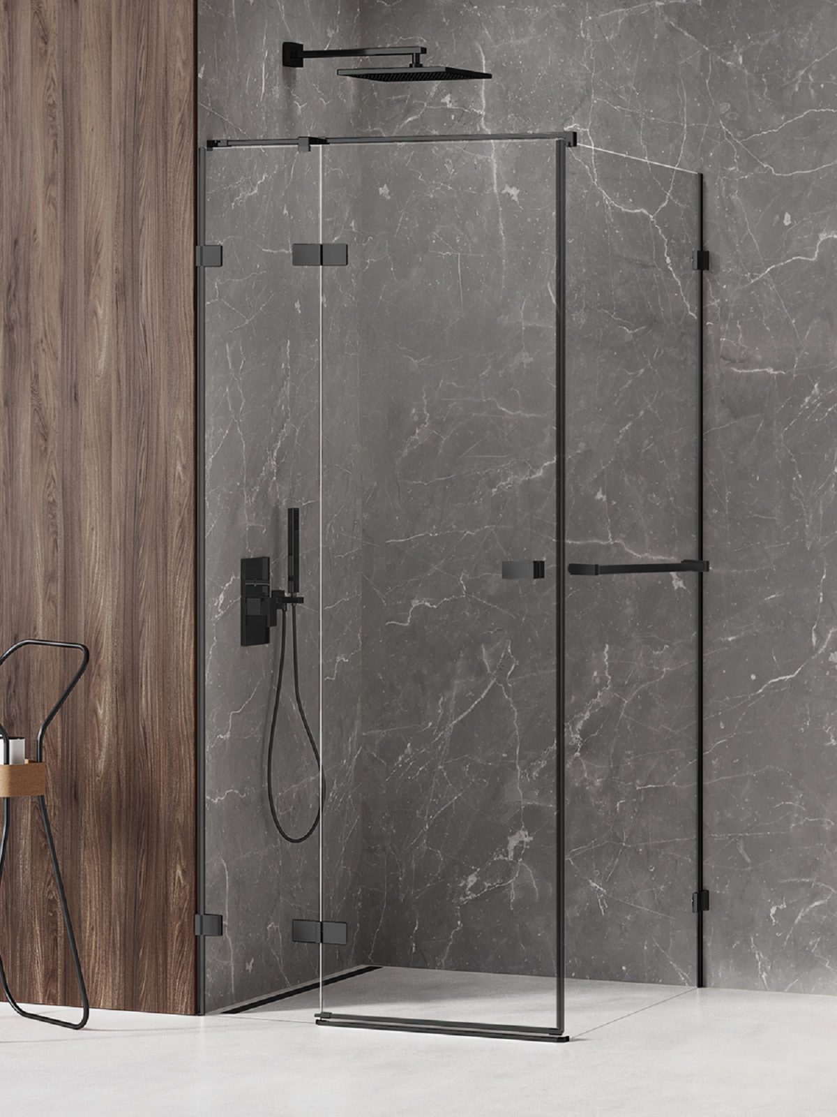 New Trendy Avexa Black kabina prysznicowa 80x80 cm kwadratowa lewa czarny mat/szkło przezroczyste EXK-2536