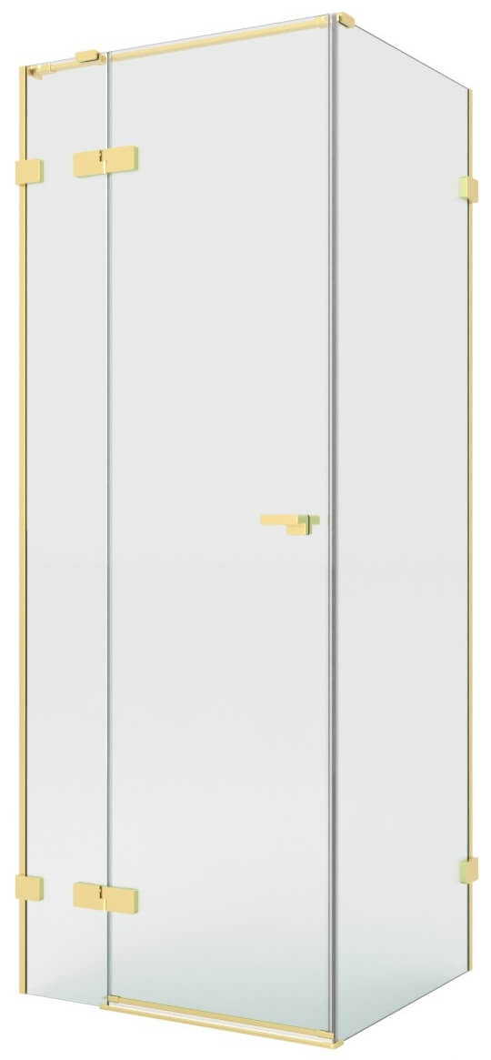 New Trendy Eventa Gold Brushed kabina prysznicowa 90x80 cm prostokątna lewa złoty szczotkowany/szkło przezroczyste EXK-8248