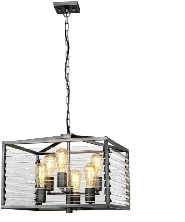 Elstead Lighting Louvre lampa wisząca 6x60 W szary/popielaty LOUVRE-6P