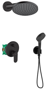 Zestaw Hansgrohe Vernis Blend komplet prysznicowy podtynkowy z deszczownicą czarny mat (26277670, 27809670, 71466670, 01800180, 26888670, ... - 