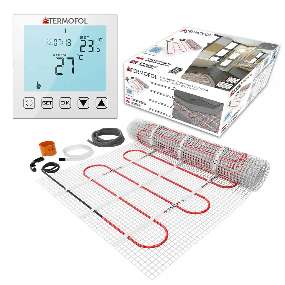 Termofol TF-HM zestaw mata grzewcza 15 m2 z termoregulatorem TF-H1 TF-HM-150.150.H1