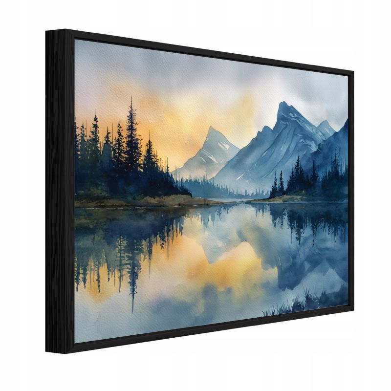 Obraz W Ramie WALLARENA Do Sypialni Salonu Na Płótnie Góry Pejzaż Krajobraz Niebieski 90x60 cm PPR16598O22 1 szt.