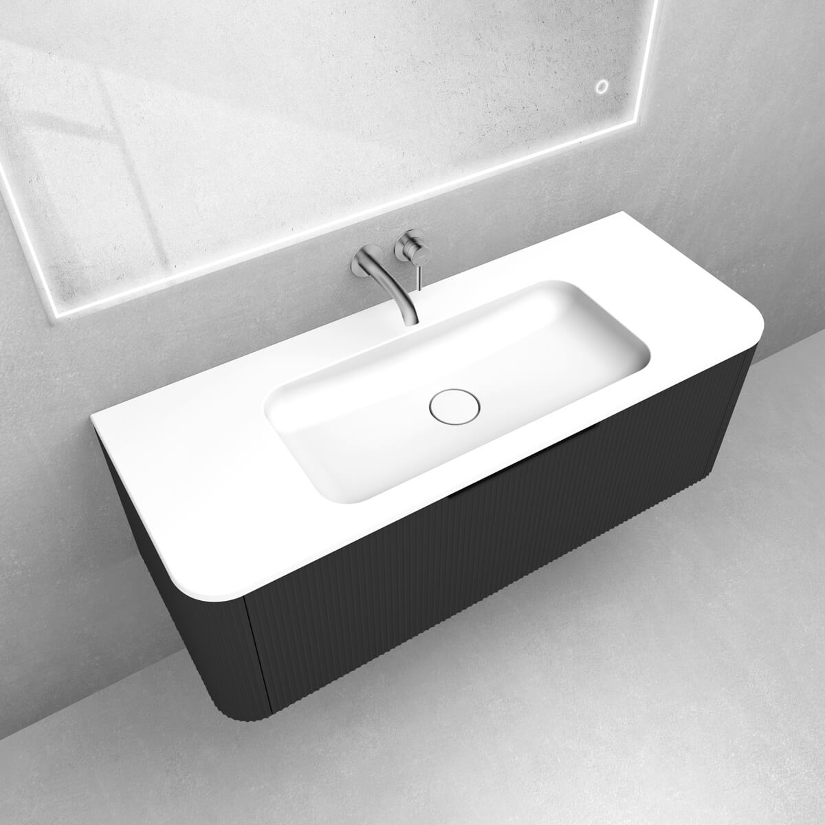 Zestaw Oltens Hamnes szafka podumywalkowa 120 cm z umywalką czarny mat/biały połysk 68882300 - Wysyłka w 24h