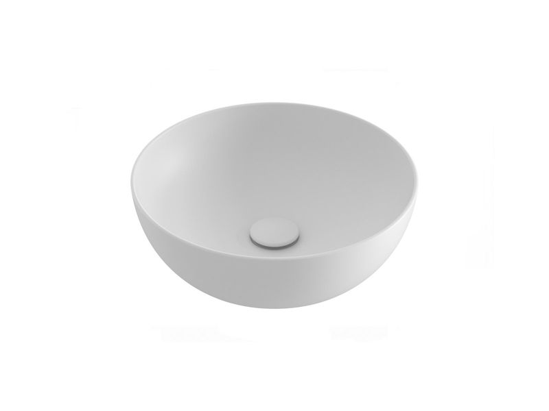 Okrągła umywalka ceramiczna nablatowa Ravak Uni 400 B Slim cienkościenna biały mat 1szt