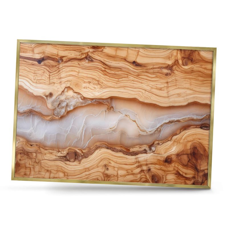 Tablica magnetyczna dekoracyjna ArtPrintCave 100x70 Drewniana elegancja w złotej ramie 1szt