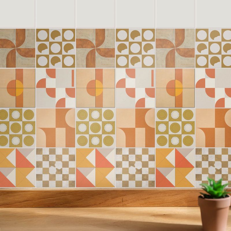 Samoprzylepna naklejka na kafle Wallfluent 15x15 cm Geometryczne kompozycje wodoodporne 24 szt.