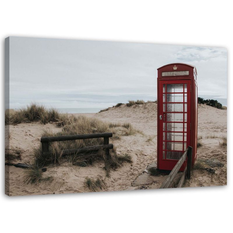 Obraz na płótnie Feeby Budka telefoniczna na plaży 60x40cm 1szt