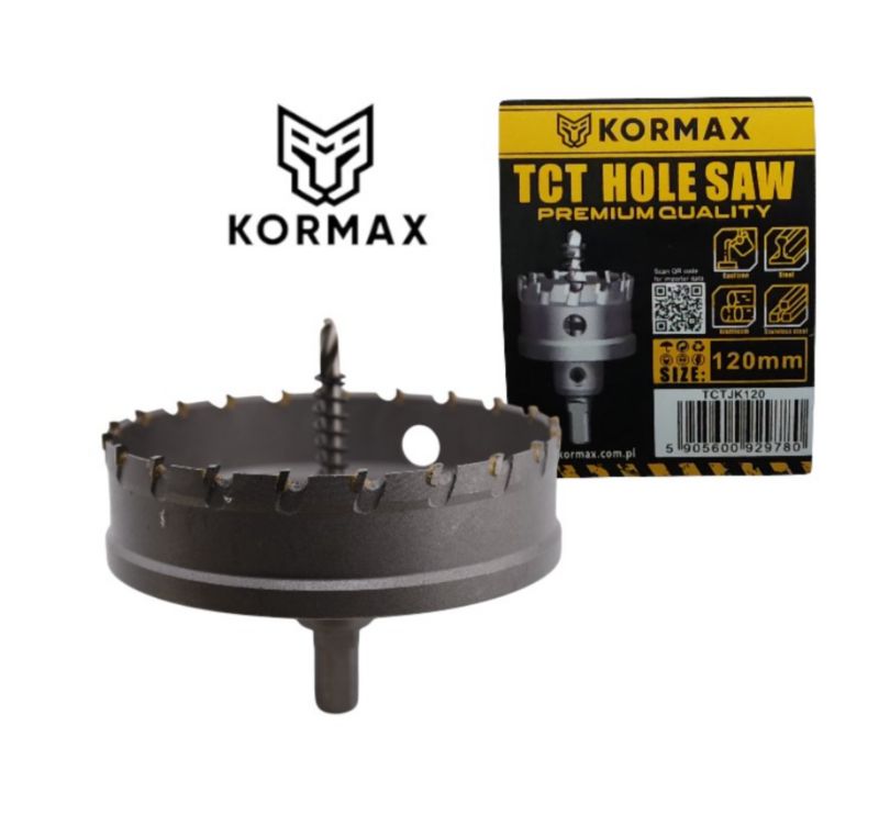 Otwornica do metalu Kormax 120mm x 25mm wiertło koronowe z węglikiem TCT krótkie (TCTJK120) - 1 szt.