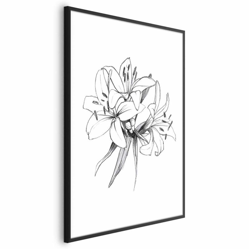 Plakat Artgeist Rysowane kwiaty 40x60 cm z ramą czarną 1 szt