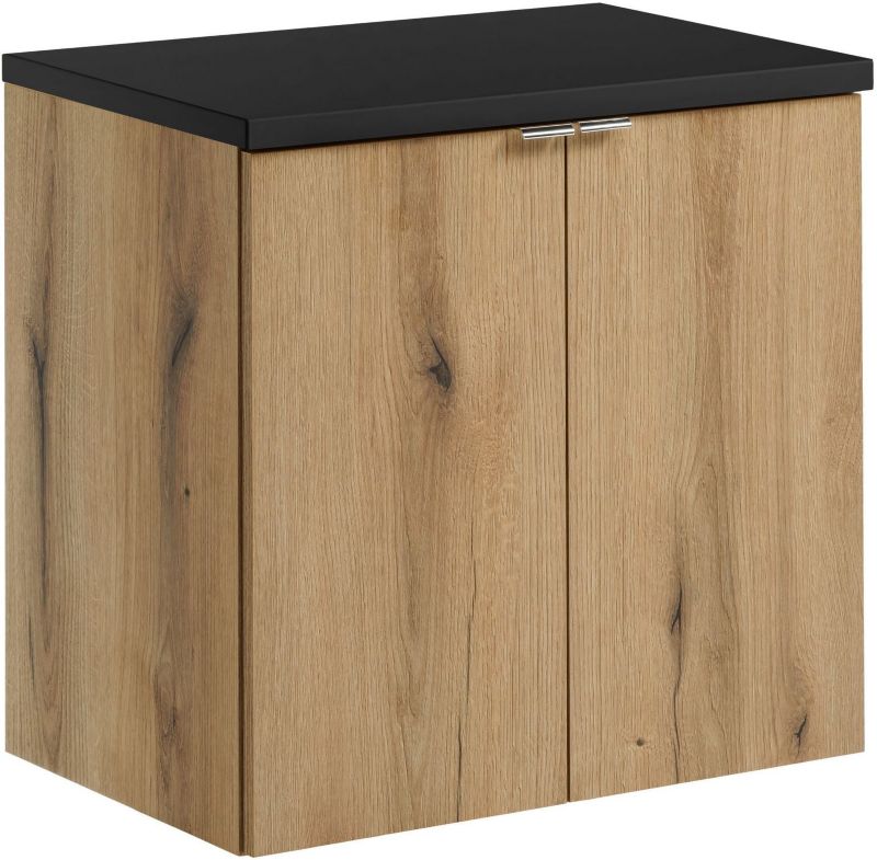 Szafka łazienkowa Comad Nova Oak/Black 60 cm z blatem dąb/czarny wisząca 1 szt.
