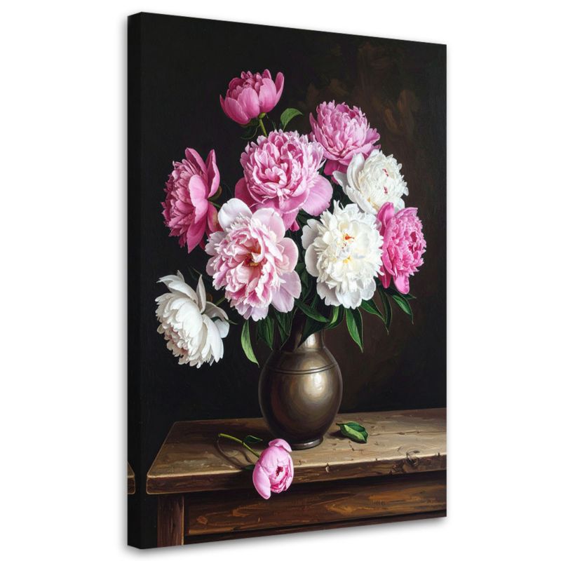 Obraz pionowy do salonu sypialni jadalni Feeby Piwonie różowy bukiet kwiatów 60x90cm 1szt