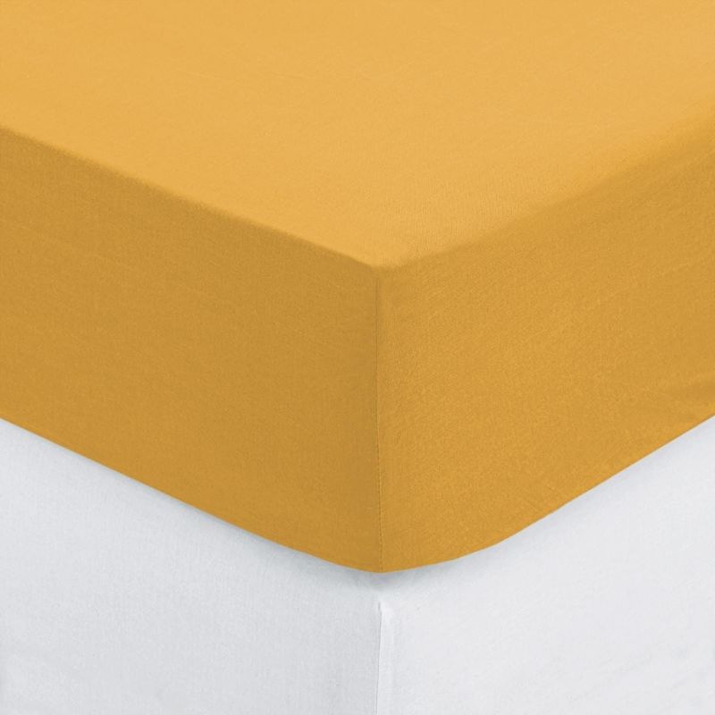 Prześcieradło ATMOSPHERA z gumką bawełniane 140x190 cm ochra do sypialni 1 szt.