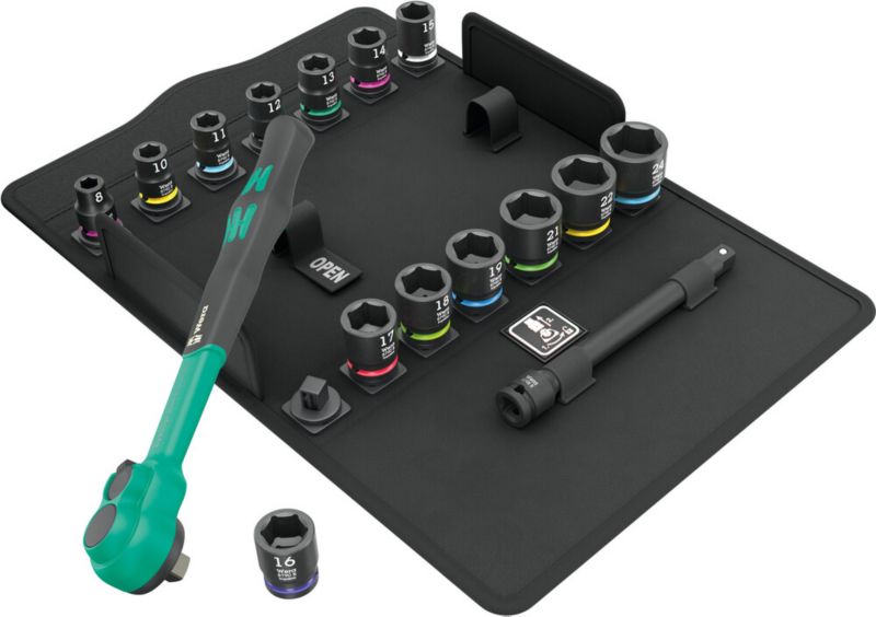 Zestaw metryczny z grzechotką Wera 3/8" Zyklop Comfort 12, z przełącznikiem zmiany kierunku pracy, 16 części, 05005530001, 1szt.
