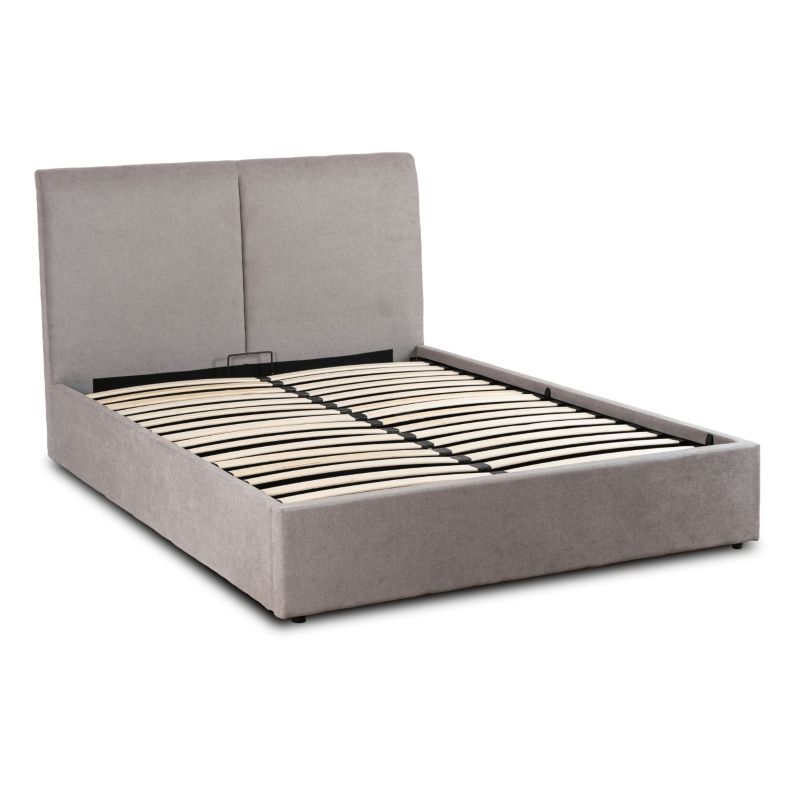Łóżko Mebel Elite 140x200 Tapicerowane Dwuosobowe Do Sypialni Tkanina Szare MARSYLIA 1 szt.