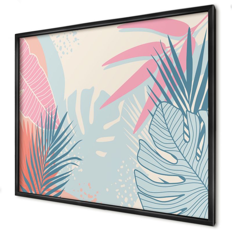 Ozdobna tablica magnetyczna Wallfluent 80x60 Tropikalna abstrakcja w czarnej ramie 1szt