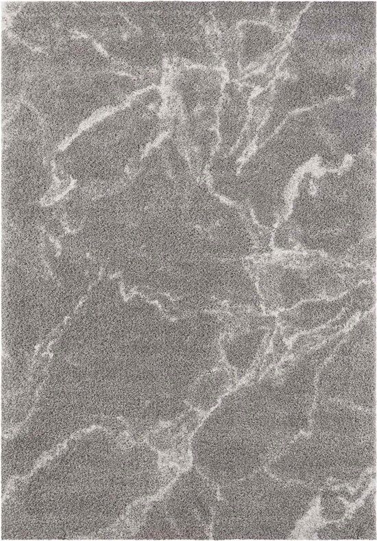 Dywan Mint Rugs shaggy 160x230 do salonu, szary wzór beton, marmur z długim włosiem 1 szt.