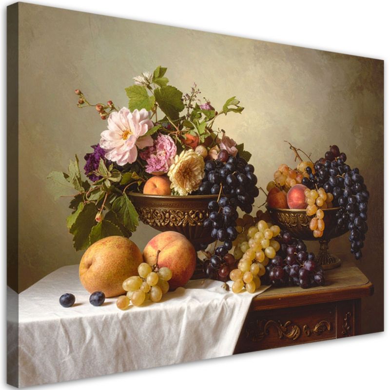 Obraz do salonu kuchni jadalni biura Feeby Martwa natura owoce kwiaty 90x60cm 1szt