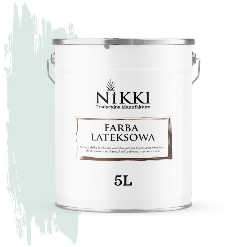 Farba Lateksowa Wewnętrzna Ściany i Sufity NIKKI Biel złamana w turkusowy H1576 Głęboki Mat 5L