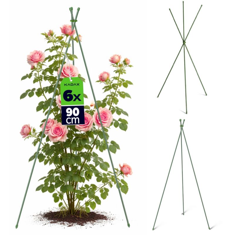 Podpora KADAX stożkowa do roślin 90 cm stalowa zielona 6 szt.