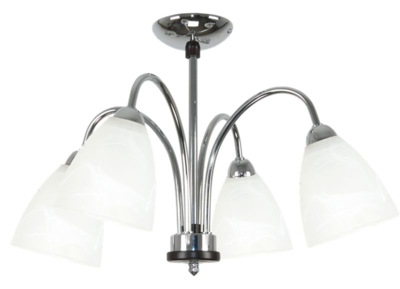 Lampa wisząca EDYLIT sufitowa chrom z białymi szklanymi kloszami 4xE27 do salonu KARITA 7-221 1 szt.