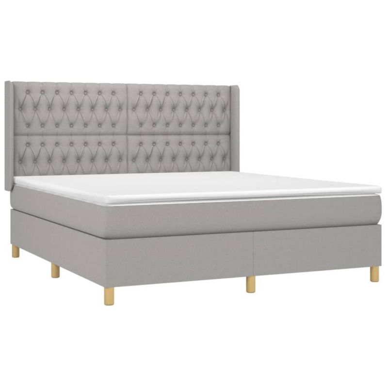 Łóżko kontynentalne WaszeMeble 180x200 cm jasnoszare WM-3139133 1 szt.