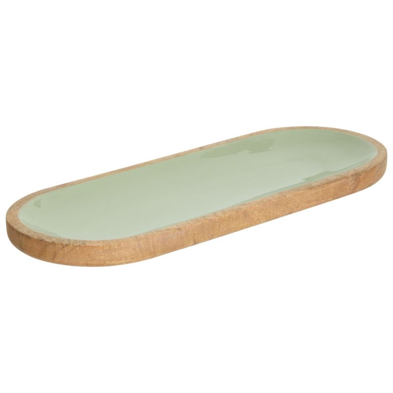 Talerz do serwowania Inaya Mango Secret de Gourmet zielony drewniany 40x15 cm 1 szt.