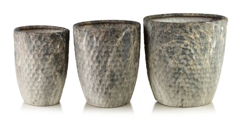 Osłonki ceramiczne NEVA komplet 39/32/26 cm beżowo-grafitowe 3 szt.