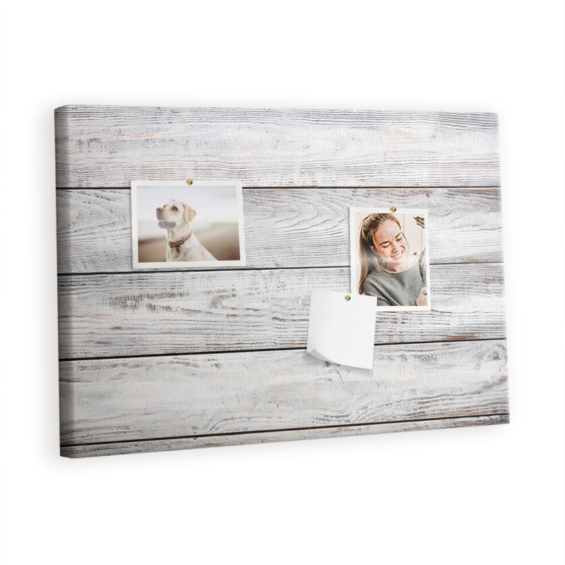 Organizer Ścienny Tablica Korkowa Na Płótnie Tulup 60x40 cm Pomalowane deski Pinezki drewniane 1 kpl