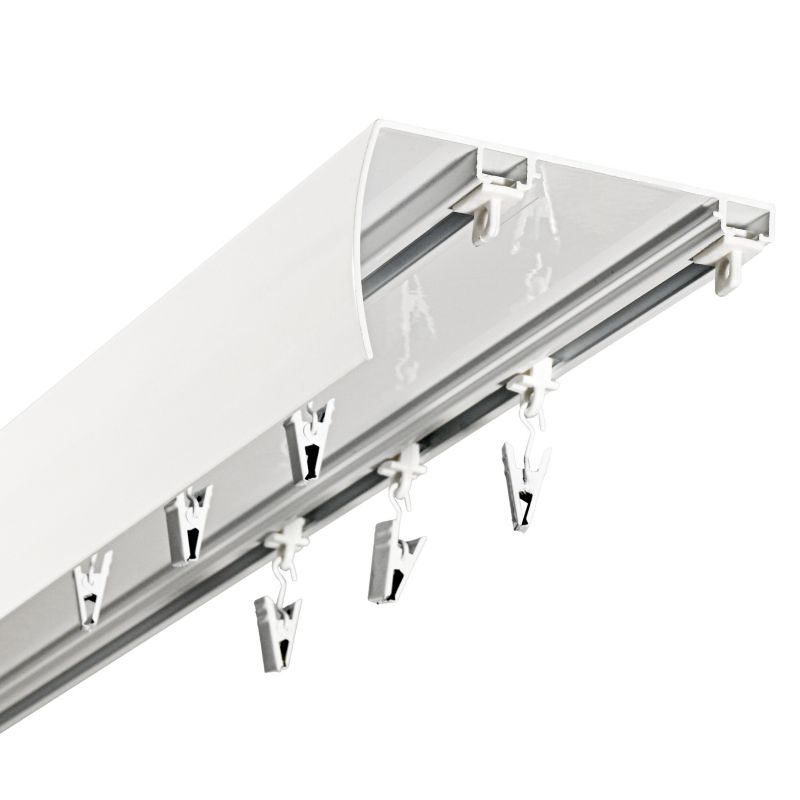 Szyna Sufitowa 2-tor z Osłoną Szeroki Rozstaw KOWALSKI Aluminiowa Biała 170 cm ślizg z żabką kpl.