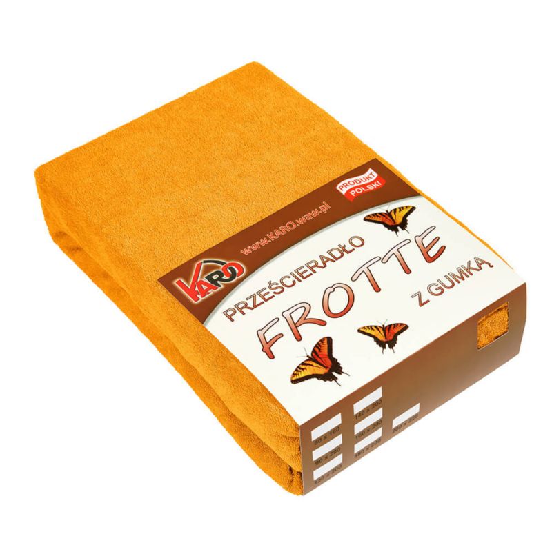 Prześcieradło frotte z gumką KARO 140x200 pomarańczowe 1 szt.
