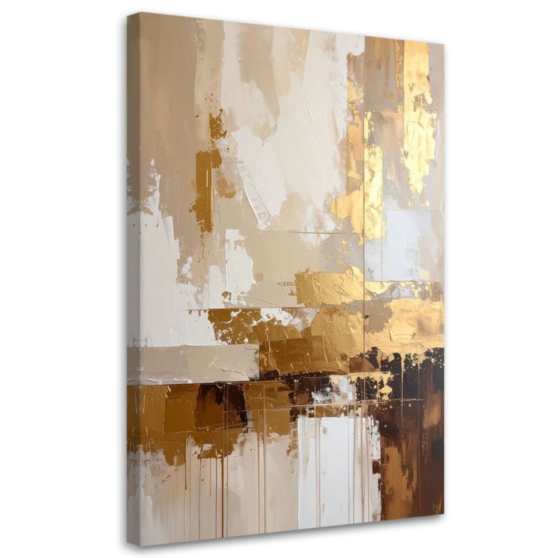 Obraz do salonu sypialni kuchni biura loftu spa Feeby Złoto beżowa 70x100cm 1szt
