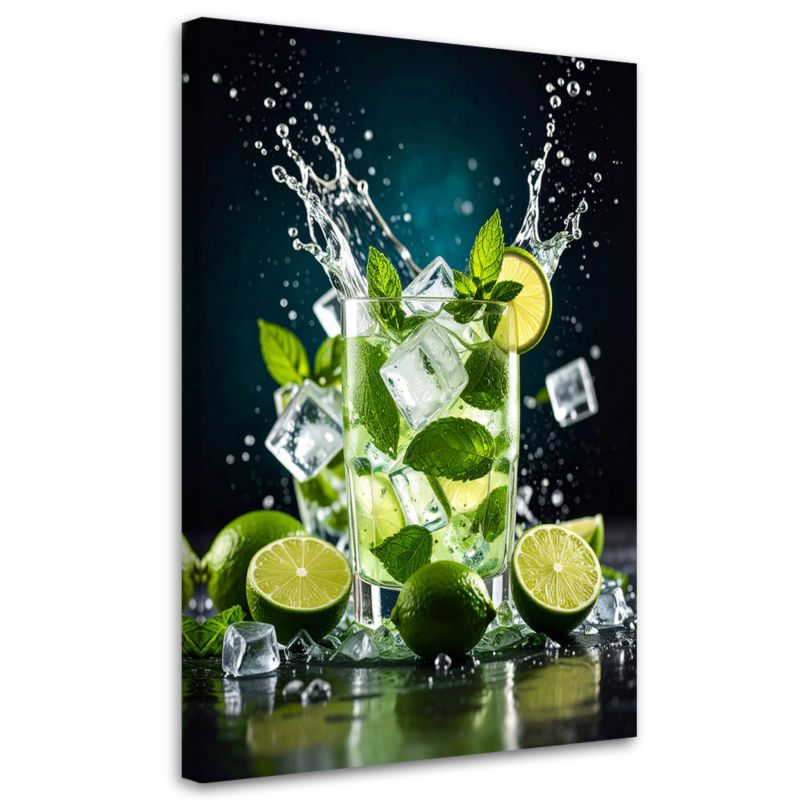 Obraz na płótnie Feeby Koktajl Limonka Mojito Owoce, pionowy, akcent do jadalni, wzór 29078, 60x90 cm, 1 szt.