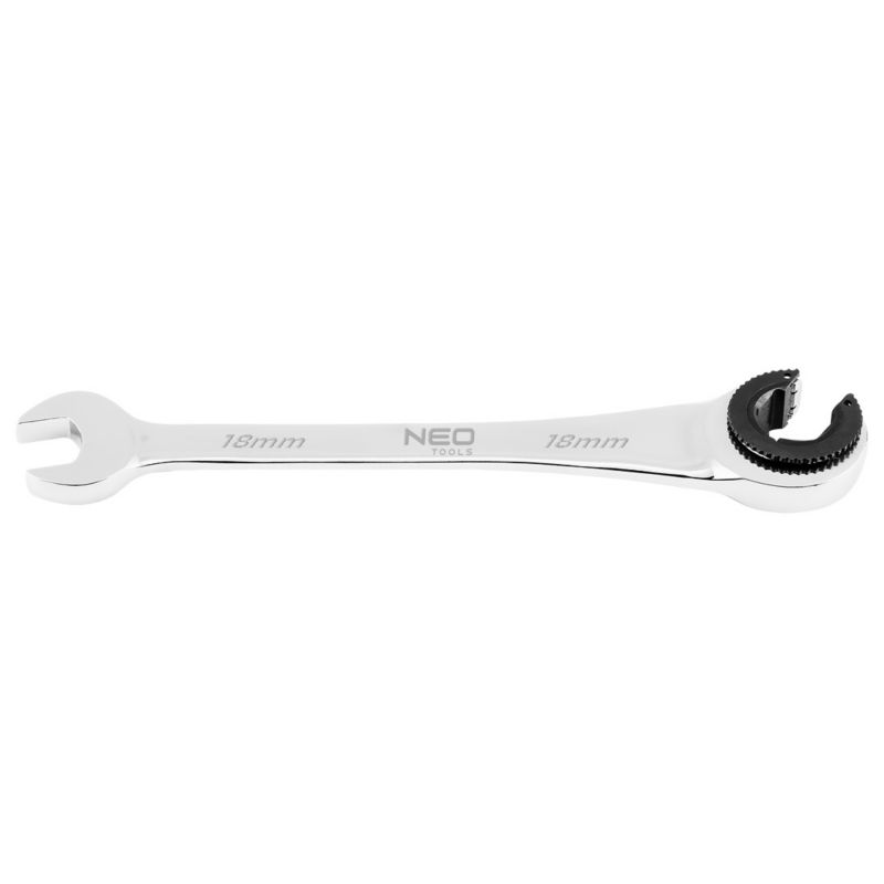 Klucz płasko-oczkowy NEO TOOLS rozcięty z grzechotką, 18 mm 1 szt